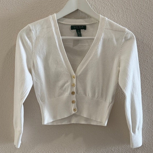 Ralph Lauren Cream Button-Up Crop Top - Picture 4 of 7